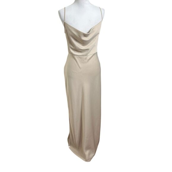 BHLDN Cali Satin Cowl Neck Slip Dress Champagne Women’s Size 14 Midi - Picture 2 of 14